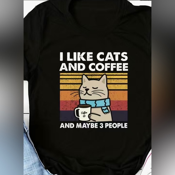 Tops - Brand new cats and coffee tee